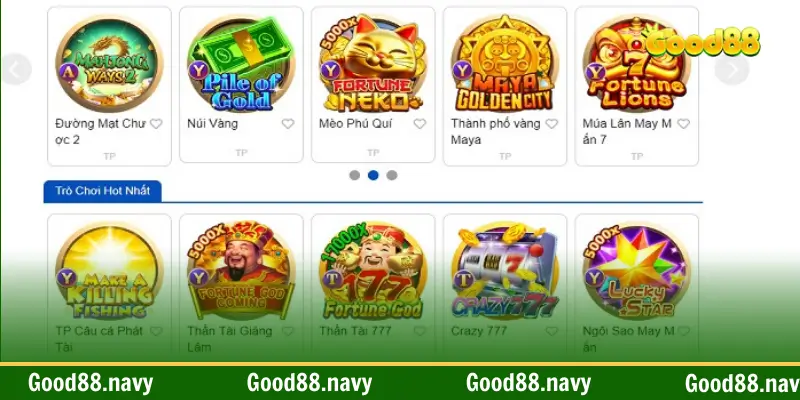 Nhiều tựa game hấp dẫn tại Good88